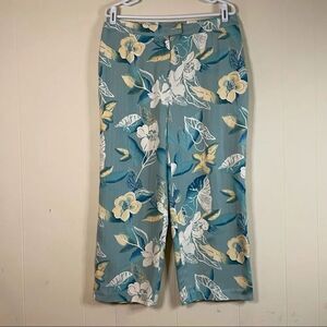 August Silk 100% Silk Floral Cropped Pants